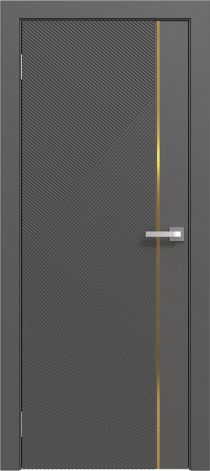 Межкомнатная дверь эмалированная Эмаль Line 08 (золотой молдинг) цвет графит